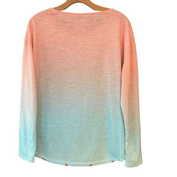 Leoma Lovegrove Sz M Orange Green Swimming Turtle Design Long Sleeve T-Shirt - Picture 2 of 10